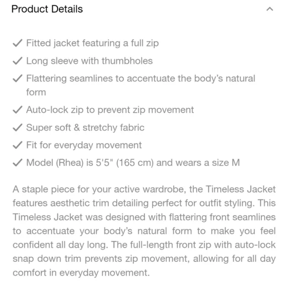 Oner Active Timeless Jacket In Moonstone NWT - Picture 2 of 9